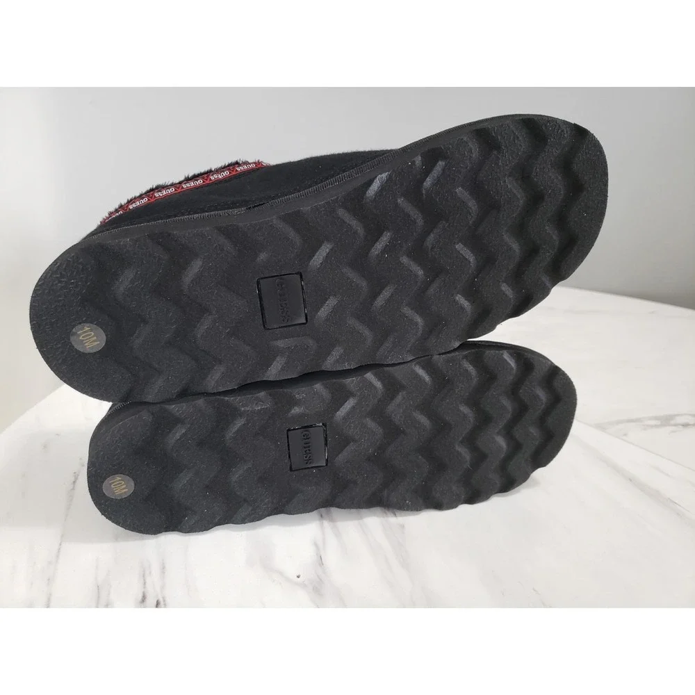 NEW GUESS SIZE 10 Walter Buffalo Check Lining Slip On‎ Slippers Black House Shoe